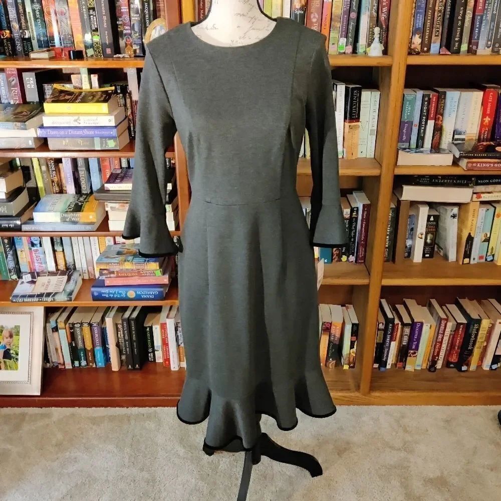 nanette lepore grey midi dress NWT size s
